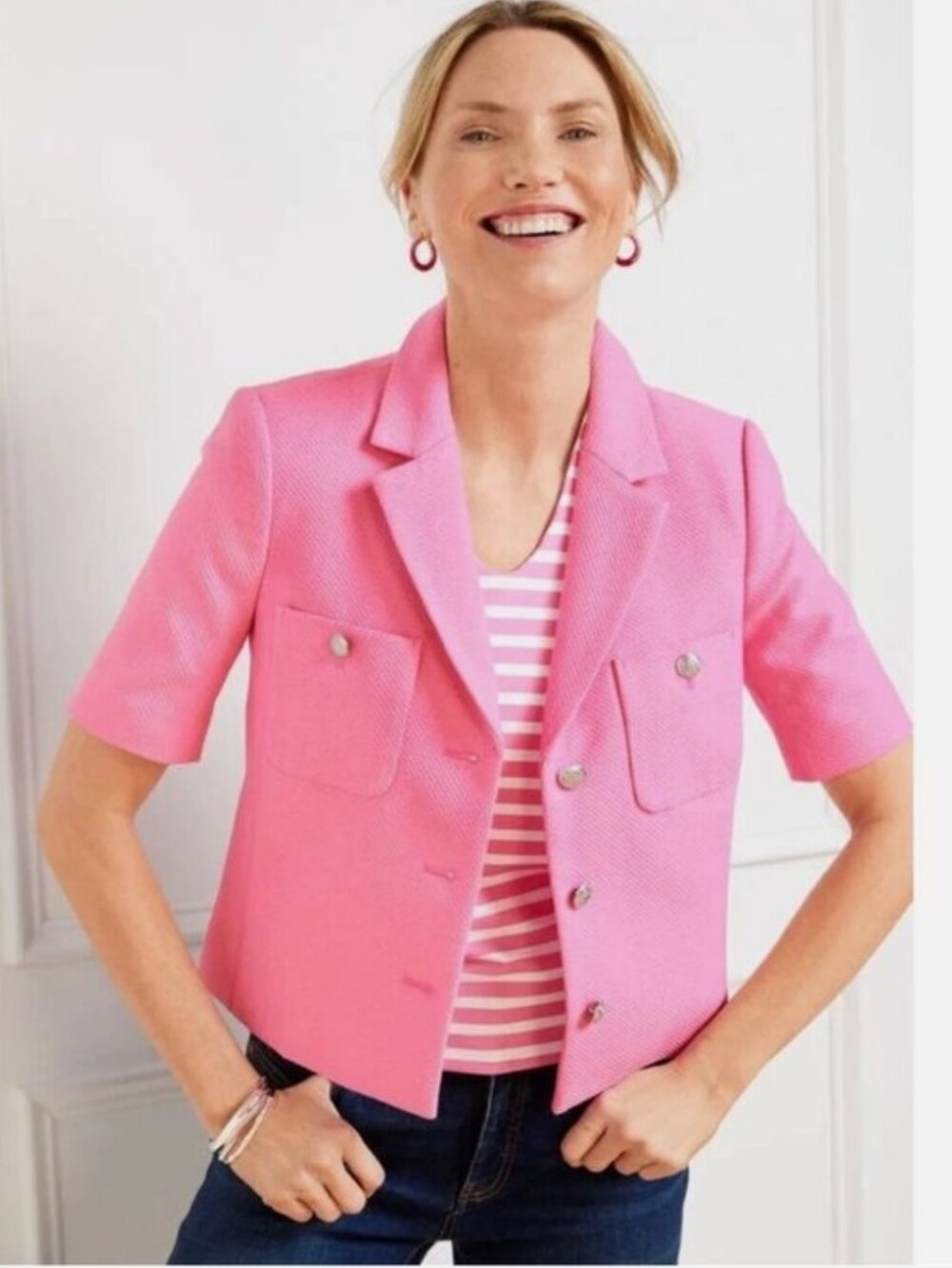 Talbots Pink Short-Sleeve Tailored Jacket